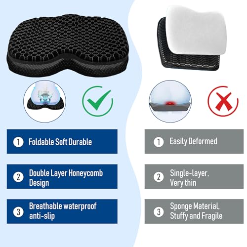Kayak Seat Cushion, Thicken Anti Slip Waterproof Gel Kayak Seat, Portable Canoe Rowing Rubber Dinghy Pad for Stadium Sit in Kayak Inflatable Fishing Kayak Canoe Kayak Accessories - color: Black