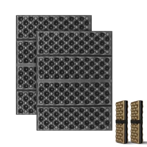 FOCHIER F Stadium Seat Pad, Camping Foam Pad, Foldable Z Stadium Seat Cushion Insulated Sitting Pad for Camping Backpacking Stadium Outdoor Picnic, Hiking, Mountaineering,Bleachers - color: Black 2PC