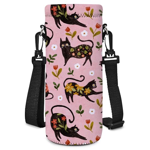 RICHEN Neoprene Water Bottle Carrier Bag with Adjustable Shoulder Strap,Insulated Water Bottle Cover for Stainless Steel/Glass/Plastic Bottles - color: BC-51, size: 500ml