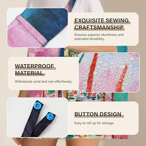 Reusable Grocery Bags, Oil Painting Art Tote Bags With Carry Pouch Waterproof Shopping Bags for Travel Daily Use - style: View from the Window