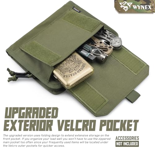 WYNEX Tactical Molle Admin Pouch, Laser-Cut, EDC Organizer Tool Pouch | Utility Organizer EDC Medical Bag, EDC Pocket Modular Pouch, Tactical Accessories EDC Pouch, Include U.S Patch - color: Army Green