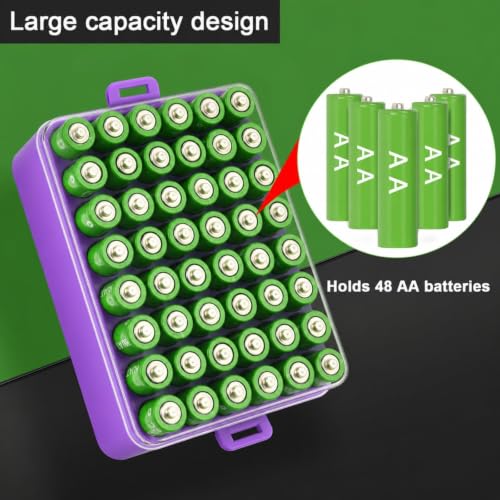 ALCYON Plastic Battery Storage Organizer for 48 AA Batteries - color: Purple, size: Large 48+AA Batteries