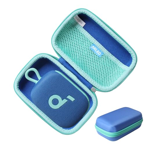 Anleo Hard Travel Case for Soundcore Select 4 Go Bluetooth Shower Speaker (Blue+Green Zipper) - color: Blue+Green Zipper