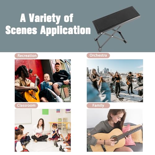 EASTROCK Guitar Foot Stool Height Adjustable Folding Guitar Foot Rest,Black | 5-level adjustment,Made of Solid Iron Guitar Foot Stand for Classical Guitar - size: 5-level adjustment