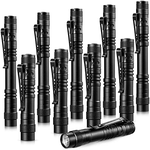 Honoson 10 Pcs Mini Pocket Flashlight LED Aluminum,3.5 Inches, 5.2 Inches | Pen Light Flashlight, Small Aluminum Pocket Flashlight with Clip, Inspection Camping Emergency Diary Lighting - size: 3.5 Inches, 5.2 Inches