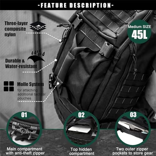 3-in-1 Gym Bag Duffle Bags Backpack - Travel Bag with Shoes Compartment - color: Black, size: 25L