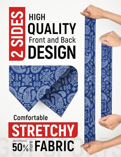 UPF 50+ Cooling Bandana for Men & Women - UV Sun Protection Neck Scarf - color: Navy Paisley