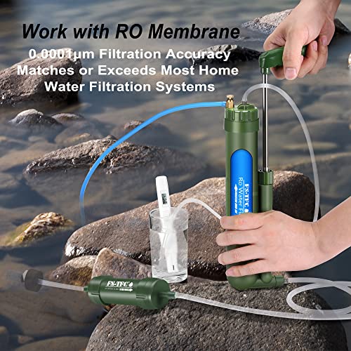 Portable Water Filter Survival Gear High Precision and Large Flow Optional 2 in 1 Water Purification for Hiking, Camping, Travel, and Emergency Preparedness