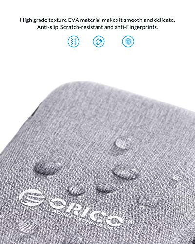 ORICO Hard Drive Case 2.5 inch External Drive Storage Carrying Bag Waterproof Shockproof with Inner Size 5.5x3.5x1.0inch for Organizing HDD and Electronic Accessories,Grey(PHD-25) - color: Grey