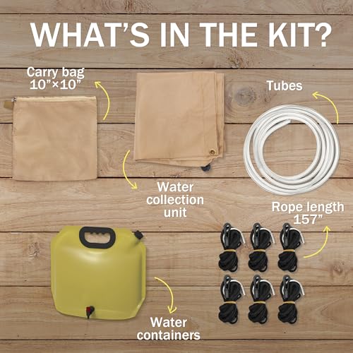 GARVIN Portable Rainwater Collection System for Camping – 5FT x 5FT Hanging Tarp with 2.2-Gallon Collapsible Water Storage Bag, Emergency Survival Hydration Gear, Lightweight & Easy Setup