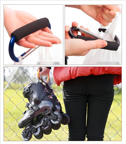 3PCS Stroller Hooks，5.2'' Large Carabiner Clip - Carabiner Large, Baby Stroller Hooks for Hanging Bags, Stroller Accessories(Purple) - color: Purple