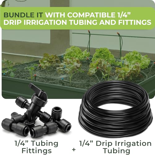 1/4" Connectors With On/Off Valve for Quick Connect Drip System | 5 x 1/4 to 1/4" Valve Couplers for Drip Irrigation System, Leak Free ON/OFF Connectors for 1/4" Irrigation Tubing