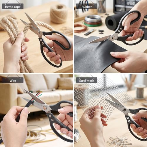 8.5" Scissors All Purpose Heavy Duty Scissors for Office School Home Sewing Ultra-Sharp Fabric Scissors Cutting Paper DIY Craft Stainless Steel Blades Comfort Grip Handles, Left Right Handed Cbfoeyk