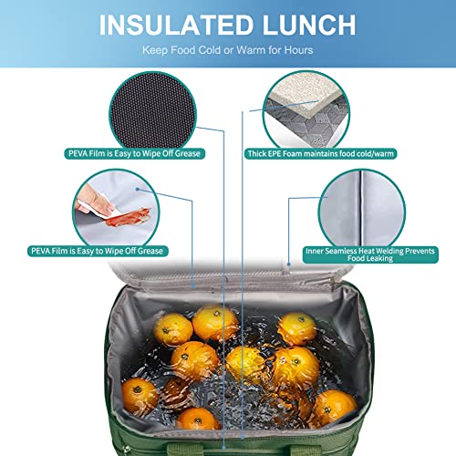 iknoe 24 Can Insulated Cooler Bag, Leakproof Lunch Box Militarygreen - color: Military Green, size: Large