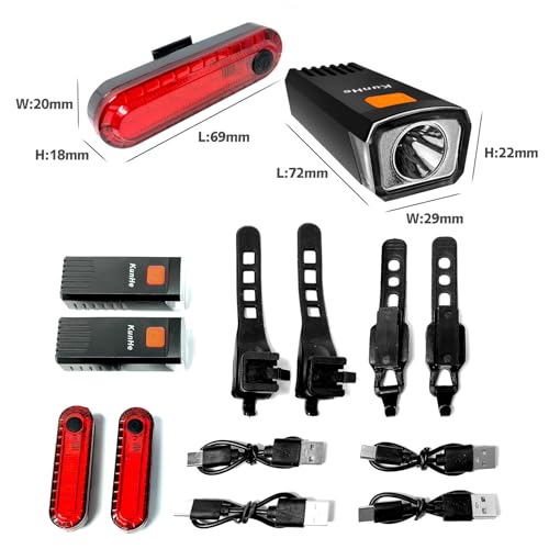 Kunhe USB-C Rechargeable Bike Lights Front and Rear(2or4or10or20 Packs) Night Riding for Kids &Adults 3 Lights Modes Used as a Safety Indicator Light for Skateboards Strollers and Wheelchairs - size: 2 Set