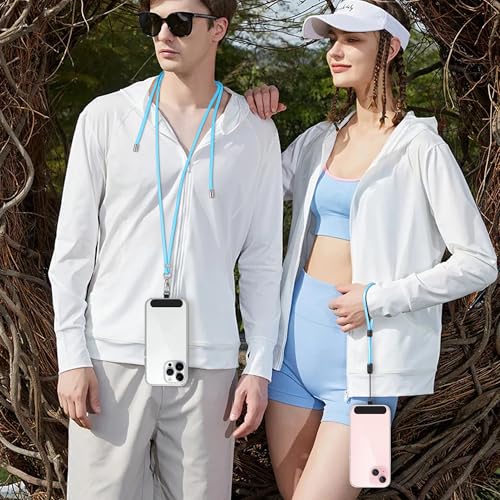 Phone Lanyard, 2 Pack Adjustable Cell Phone Lanyard Crossbody Neck Strap and 2 Pack Phone Wrist Strap with Tether Tabs Compatible for iPhone Smartphones-Black Blue - color: Black+blue