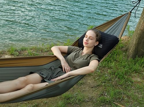 MARCHWAY Inflatable Camping Pillow with Soft Foam Top & TPU Air Bladder, Dual-Sided Support for All-Season, Lightweight Compact Travel Pillow for Hiking, Backpacking, Airplane, Car (Black) - color: Black