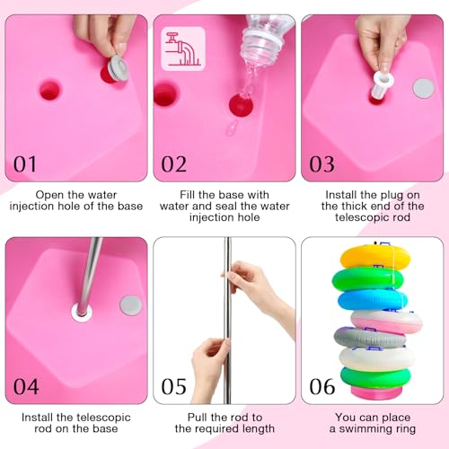 Pool Float Storage Rack Pool Float Holder Stainless Steel Equipment Holder Water Filling Base Portable Scalable Outdoor Rack for Swimming Outdoor Storage(13 x 78 in,Pink) - color: Pink, size: 13 x 78 in