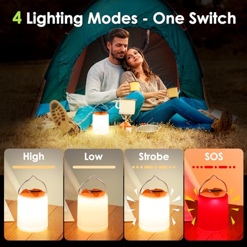 LED Camping Lantern, Rechargeable Camping Light Outdoor Flashlights Lantern - color: Orange