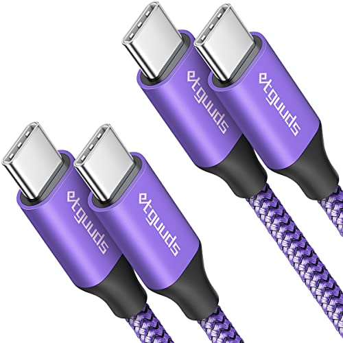 etguuds USB C to USB C Cable 3ft, 2-Pack 60W C to C Cable Fast Charging | for iPhone 17 16 15 Pro Max Plus Air, Samsung Galaxy S26 S25 S24 S23, USBC iPad MacBook Charger Cord Type C, Pixel, Purple - color: Purple, size: 3ft