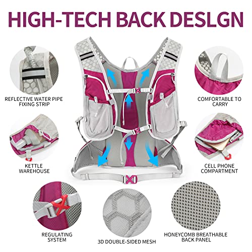 IX INOXTO Hydration Pack Backpack, Lightweight Water Backpack with 2L Hydration Bladder Daypack for Men Women,Running Hydration Vest for Trail Running Hiking Cycling Race Climbing - color: Pink
