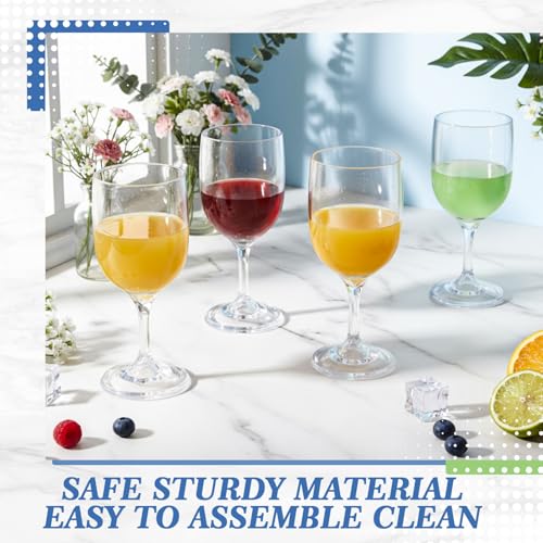Remerry 4 Pack Unbreakable Wine Glass - Travel Detachable Clear Wine Glass, Plastic, Foldable, Portable, Collapsible, Outdoor, Camping, Picnic