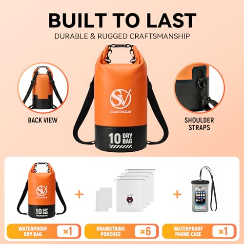 Waterproof Dry Bag, Kayaking Paddle Boarding Floating Backpack 10L - color: Orange, size: 10L