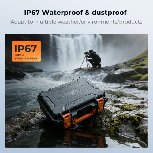 K&F CONCEPT Waterproof Hard Case, IP67 Protective Case with Pre-Scored Foam - color: Black and Orange