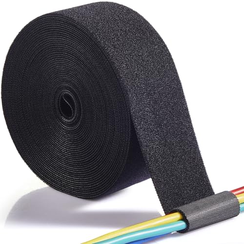 ECOHomes 2 Inch x 30 FT Double Sided Hook and Loop Roll Tape (Black) | Two Sides, Self Stick, No Adhesive, Reusable, Cable Ties Wrap for Cable Management, Heavy Duty, Extender Straps, Wire Strips - color: Black, size: 2 In x 30 FT