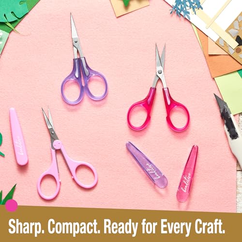 High Precision Detail Scissors Set (2-Pc) Sharp, Fine Tips | Paper Cutting, Scrapbooking, Sewing, Crafting | Stainless Steel | Protective Cover (Jelly) - color: Jelly