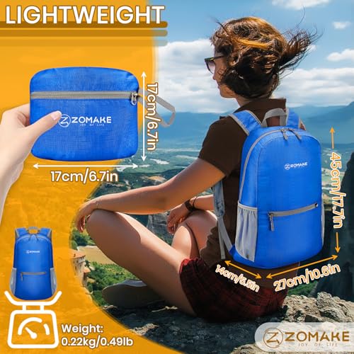 ZOMAKE Lightweight Packable Backpack, Foldable Small Travel Day Pack - color: Dark Blue