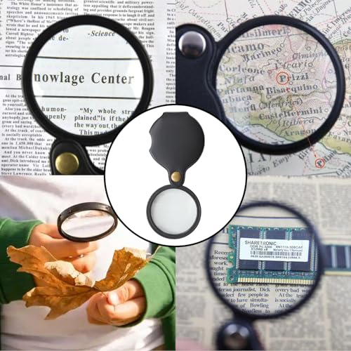 20X Pocket Magnifying Glass 2 Pcs Portable Pocket Magnifier - color: Black