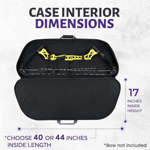LEGEND Apollo Soft Bow Case - Compound Bow Case with Multiple Storage & Foam Padding, Lightweight Bow and Arrow Case for Archery Accessories, Bow Bag with Arrow Tube Pocket - 40" & 44" - color: Black / Purple, size: 44in Inside Length