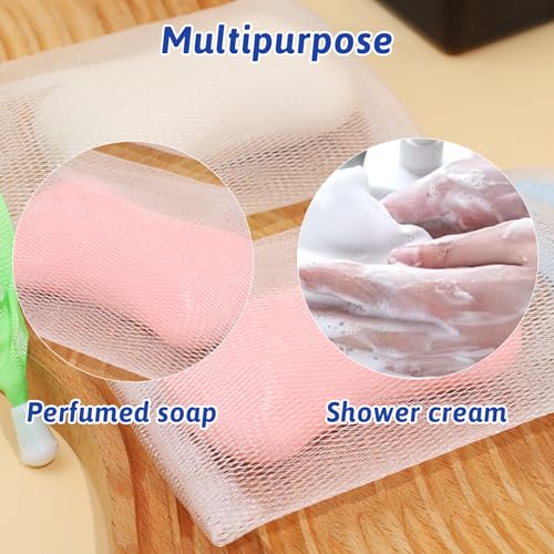 Mozeat Lens 5 PCS Soap Bags Handmade Soap Bubble Mesh Bags Exfoliating Soaps Saver Pouch Net Bag with Drawstring Body Facial Cleaning Tool for Bath & Shower (Assorted Colors) - color: 5pcs 5.7 x 3.9 inches