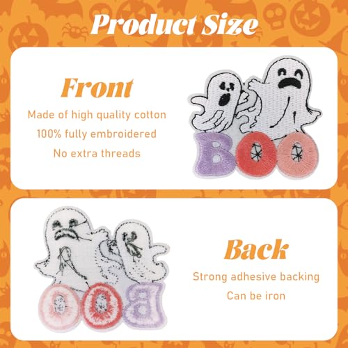 50 Pcs Ghost & Pumpkin Boo Halloween Patches - Cute Embroidered Iron On for Clothes, Hats, Backpacks, Jackets Accessories (50 Pcs) - color: Halloween Ghost & Pumpkin - 50Pcs