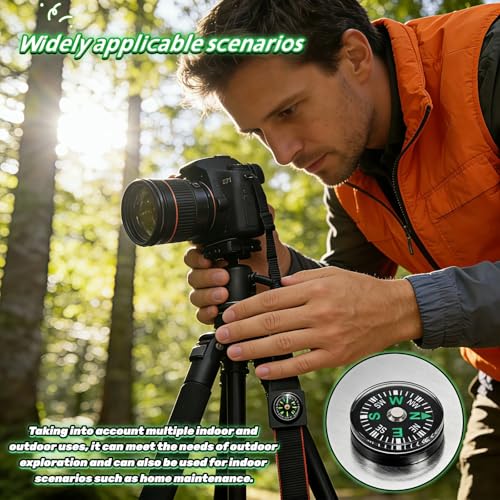25-Pack Mini Liquid Filled Compass - 20mm Pocket Sized Directional Compass for Hiking, Camping, Survival, Outdoor Activities, Emergency Kits, and Gifts, Black with Green Markings