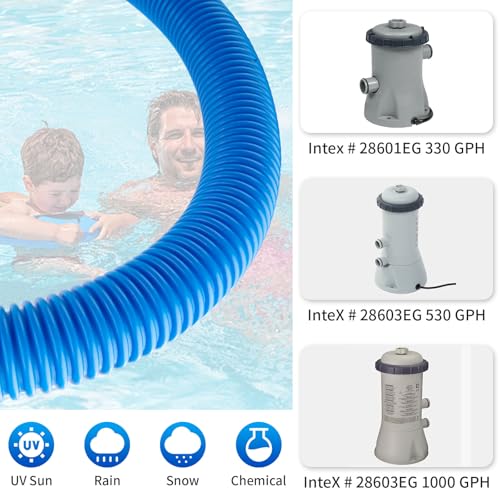 1.25 x 59 Inch Pool Hoses for Above Ground Pools,Pool Filter Pump Hoses,Compatible With Intex Filter Pump 607,637 With 12 Metal Clamps（3 Pack）