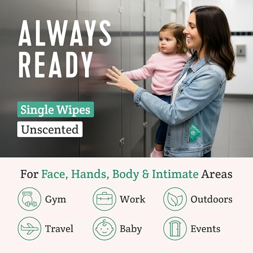 Stall Mates Flushable Wipes, Individually Wrapped, Unscented, 90 Count | With Cucumber, Vitamin-E & Aloe, Individually Wrapped, Travel Friendly, for both Men and Women, bathroom wipes, Bulk Pack - size: 90 Count (Pack of 1)