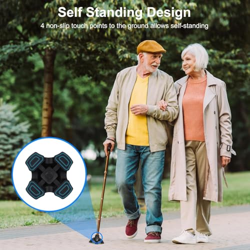 supregear Cane Tip 7/8 inch Heavy Duty - Self Standing Rubber Quad Base | Non-Slip 4 Prong Replacement Foot Pad for Walking Cane - Metal Insert for Enhanced Stability and Comfort, 7/8" I.D - size: 7/8 Inch