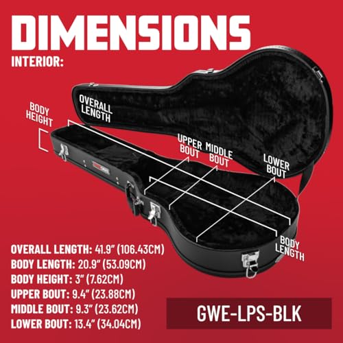 Gator Cases Traditional Series Hard-Shell Wood Case for Les Paul Style Guitars (GWE-LPS-BLK) - style: Les Paul
