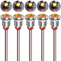 Gebildet 5pcs 12mm LED Metal Indicator Light AC/DC 12-24V Waterproof Signal Lamp Pilot Dash Directional with Wire(Yellow) - color: Yellow AC/DC 12-24V