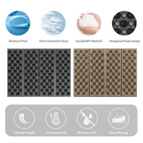 FOCHIER F Stadium Seat Pad, Camping Foam Pad, Foldable Z Stadium Seat Cushion Insulated Sitting Pad for Camping Backpacking Stadium Outdoor Picnic, Hiking, Mountaineering,Bleachers - color: Black 4PC