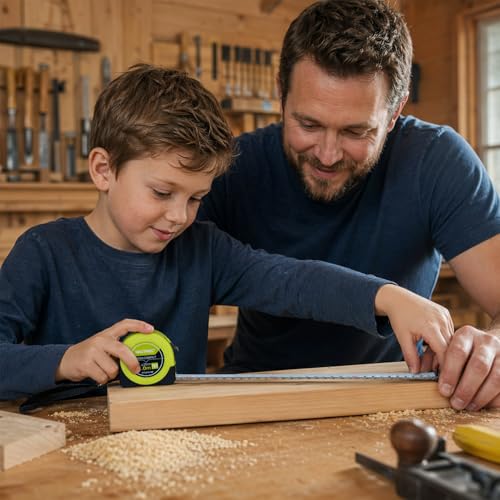 HAUTMEC Tape Measure 25ft with Fractions 1/8 – Dual Scale Metric & Imperial Measuring Tape Retractable – Compact Economical for Home DIY Renovations Crafting Quick Fixes HT0325-2PC - style: 25ft-2PCS