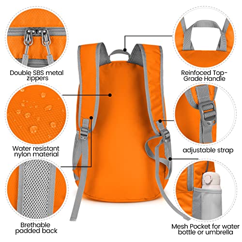 ZOMAKE Lightweight Packable Backpack, Water Resistant Foldable Daypack 28L - color: Orange, size: 28L