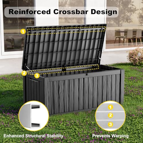 200 Gallon Large Outdoor Storage Box, Black - color: Black, size: 201 Gallon