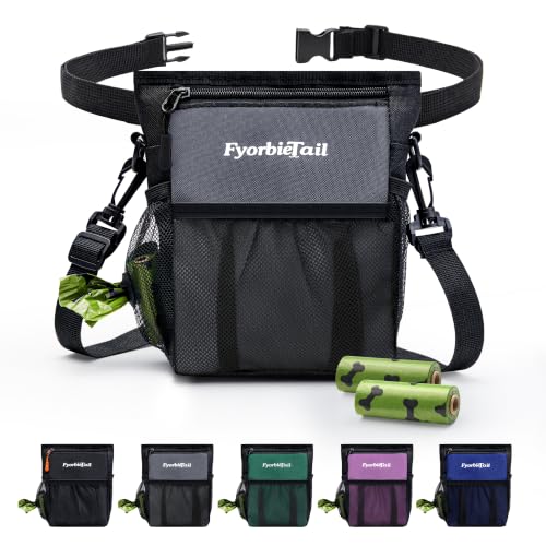 Dog Treat Pouch, 4 Cup Training Bag, Magnetic Closure, 3 Way Wear, Gray - color: Gray