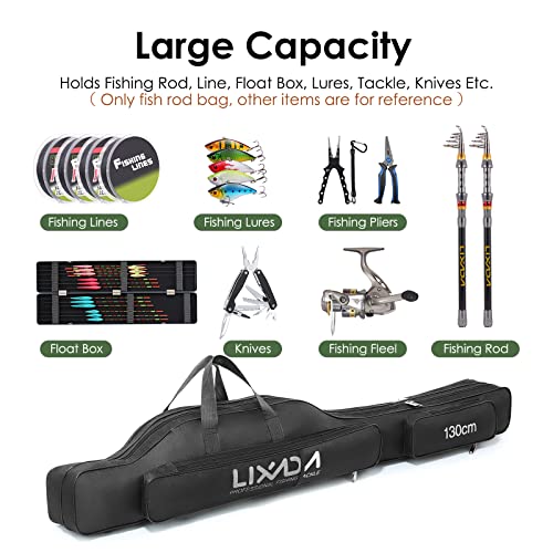 Lixada Fishing Rod Case, Portable Folding Fishing Rod Case Fishing Pole Reel Storage Bag Fishing Gears Organizer - size: 130cm