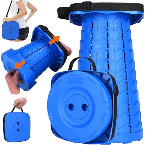 Fishboy Upgraded Collapsible Stool, 400lbs Max Weight, Lightweight But Sturdy, Portable Retractable Folding Telescoping Foldable Camping Stool for Adults Outdoor Fishing Hiking BBQ - color: All Blue, size: 1 Pack
