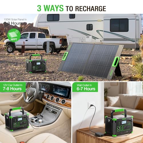 500W Power Staion with 100W Solar Panel - color: Gray
