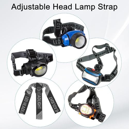 M METERXITY 3-Pack Headlamp Strap Replacement Headband, High Elastic Headlamp Adjustable Bicycles Head Band Belt for Flashlight Camping Riding [Black Gray,Yellow Blue,Red Blue, 16.5"/42cm] - color: Black Gray,Yellow Blue,Red Blue
